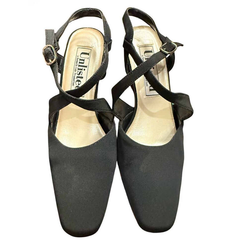 Unlisted By Kenneth Cole Black Strappy Pumps Sz. 6 Y2K Vintage Career